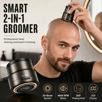 ⏳LAST DAY SALE 50% OFF! ⚡ 2-in-1 Smart Electric Head Shaver & Beard Trimmer 🪒 Digital Display | Fast, Precise & Easy to Use | Perfect for Home & Travel ✨