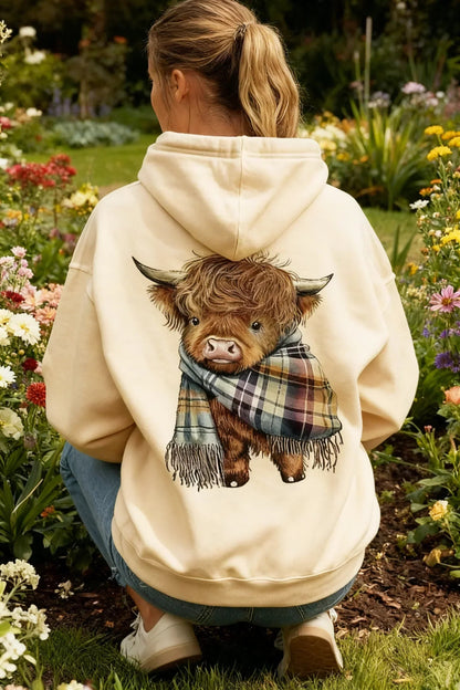 🐮 50% OFF! 🎁 Cute Highland Cow Fleece-Lined Hoodie – Cosy & Warm Hooded Sweatshirt | Soft Plush Lining | Cute Cow Design | Perfect for Chilly Days & Relaxing at Home