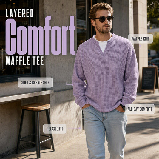 🔥 50% OFF 👕 Layered Comfort Waffle Tee – Textured, Relaxed & Effortlessly Put-Together