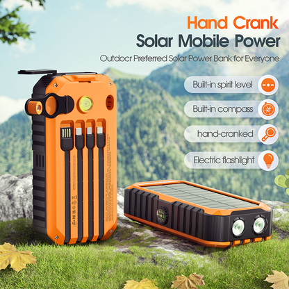 🔥 50% OFF Solar Power Bank with Built-in Cables & Flashlight 🔋 Perfect for Travel, Outdoors & Emergencies