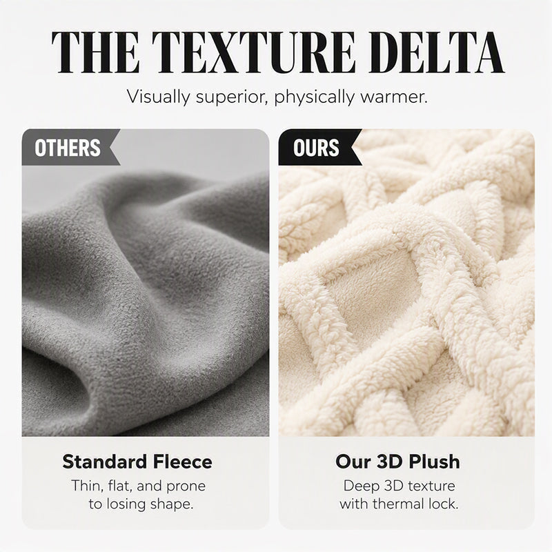 Close-up comparison of the embossed plush fabric texture
