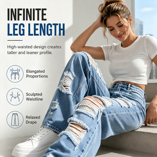 🔥 OVER 55% OFF 👖 Women’s Distressed High-Rise Wide-Leg Jeans – Flattering, Edgy & Effortlessly Cool