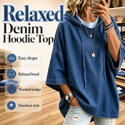 🔥 50% OFF 🍂 Women’s Oversized Denim Hoodie – Relaxed, Comfy & Effortlessly Cool
