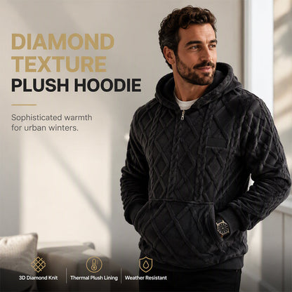 🔥 OVER 60% OFF ❄️ Men’s Plush Diamond Knit Hoodie – Warm, Textured & Built for Winter
