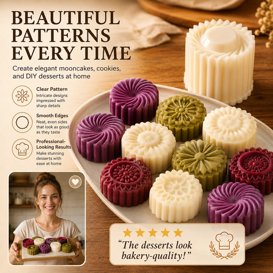 🔥 50% OFF + BUY 1 GET 1 FREE 🥮 Double-Ended Pastry Mold – 2 Patterns & Detachable Design– 2 Patterns in 1 for Mooncakes & Homemade Treats