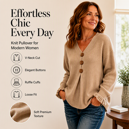 🔥 OVER 50% OFF 🍂 Women’s Soft V-Neck Textured-Knit Sweater – Cosy, Flattering & Easy to Style