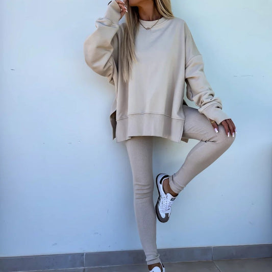 🔥 LAST DAY – 75% OFF 👟 Women’s Long Sweatshirt & Leggings 2-Piece Set – Comfy, Flattering & Effortlessly Put Together