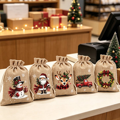 🎄 50% OFF 🎁 Christmas Drawstring Gift Bags – Festive, Reusable & Ready in Seconds