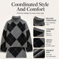 ⏳LAST DAY SALE ONLY ￡23.99!!🍂✨Women's Argyle Knit Sweater & Skirt Set – Elegant, Cosy & Effortlessly Chic