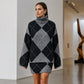 ⏳LAST DAY SALE ONLY ￡23.99!!🍂✨Women's Argyle Knit Sweater & Skirt Set – Elegant, Cosy & Effortlessly Chic