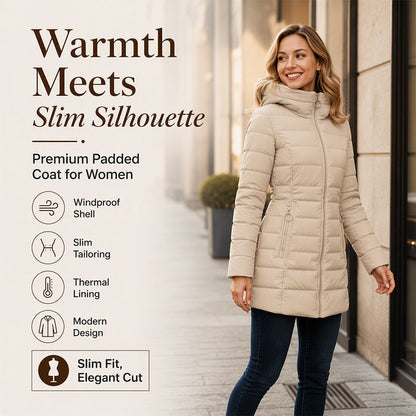 ⌛Limited-Time 50% OFF🛍️ Women's Slim-Fit Insulated Hooded Coat – Warm, Windproof & Flattering
