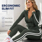 🔥 50% OFF 👟 Women’s Striped Zip-Up Hoodie & Pants Set – Stretchy, Flattering & Effortlessly Sporty