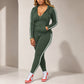 🔥 50% OFF 👟 Women’s Striped Zip-Up Hoodie & Pants Set – Stretchy, Flattering & Effortlessly Sporty