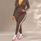 🔥 50% OFF 👟 Women’s Striped Zip-Up Hoodie & Pants Set – Stretchy, Flattering & Effortlessly Sporty