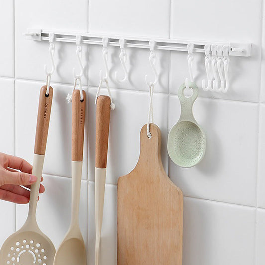 🔥 50% OFF 🏠 No-Drill Slidable Track Organizer Hooks – 10 Adjustable Hooks, Strong Hold & Zero Countertop Clutter