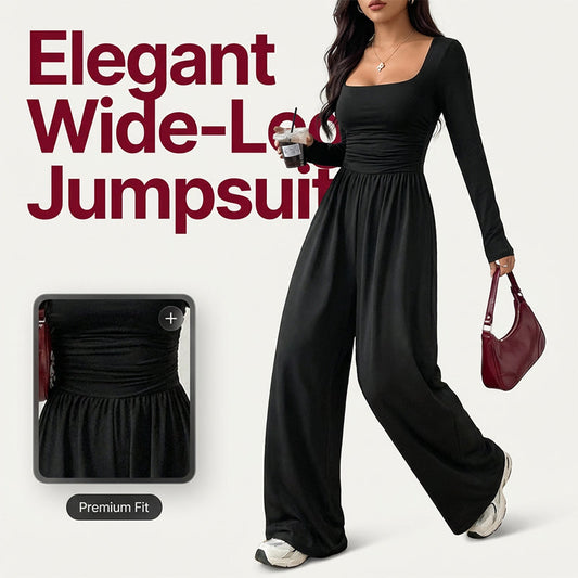 🔥 50% OFF ✨ Women’s Square Neck Wide-Leg Jumpsuit – Flattering Waist, Stretchy Comfort & Effortless Elegance