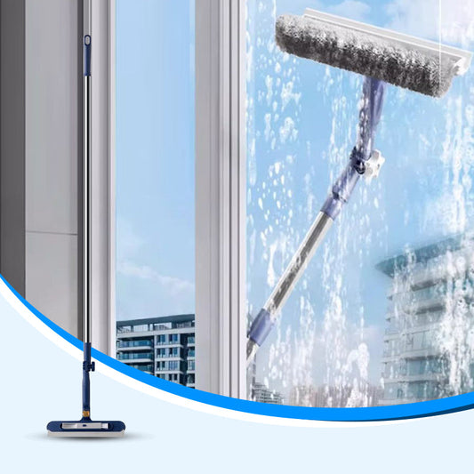 🔥🔥50%Off🪟 Long-Reach Window Cleaning Squeegee – 2-in-1 Sponge & Scraper with 120cm Handle