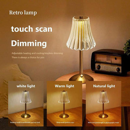 🔥 50% OFF 💡 Retro Rechargeable Table Lamp – Touch Dimming, 3 Light Tones & Cordless Design