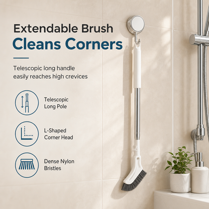 🧼 56% OFF | Extendable Corner Scrub Brush – 39–115cm Telescopic Handle