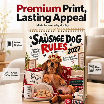 🔥50% OFF🐾 2027 Dachshund Wall Calendar – 12 Months of Sausage Dog Fun