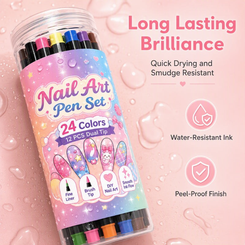 Long lasting nail art pen set