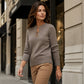 🔥 50% OFF🧥 | Elegant Ribbed Knit Top for Women – Gold Buckle Cutout Detail