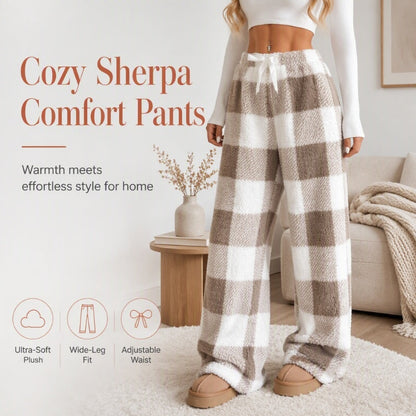 🔥 50% OFF | Women's Plush Plaid Wide-Leg Lounge Pants – Ultra-Soft & Cozy