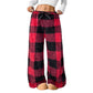 🔥 50% OFF | Women's Plush Plaid Wide-Leg Lounge Pants – Ultra-Soft & Cozy