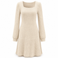✨ Easy Feminine Style | Women’s Square-Neck Ribbed Babydoll Dress with Pockets