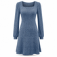 ✨ Easy Feminine Style | Women’s Square-Neck Ribbed Babydoll Dress with Pockets