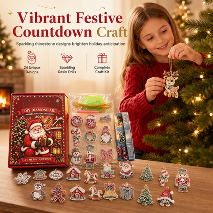 🎄 35% OFF | 24-Day Christmas Diamond Art Ornament Kit – DIY Advent Countdown