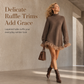 ⏳HOT SALE 60% OFF🍂✨Oversized Mock Neck Knit Sweater Dress with Ruffle Tulle Trim