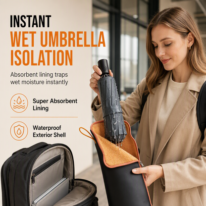 ☔ LIMITED-TIME 50% OFF! 💧 Absorbent Folding Umbrella Storage Sleeve – Water-absorbing, Portable, Zippered 🧳