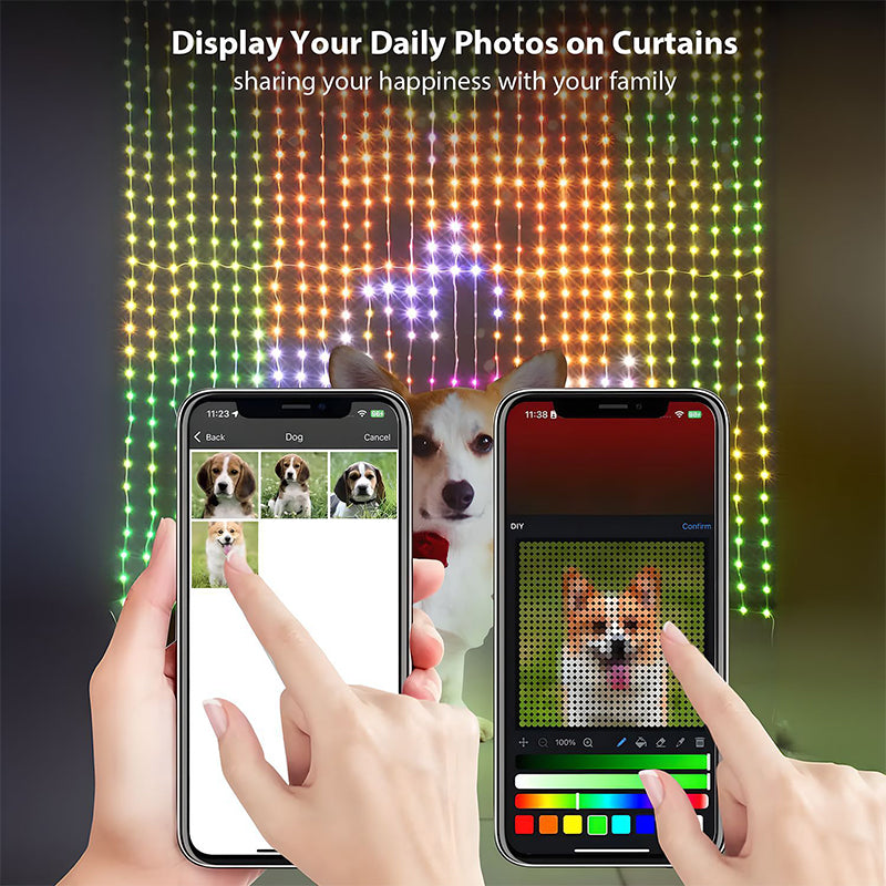 Display your own photos on RGB curtain lights