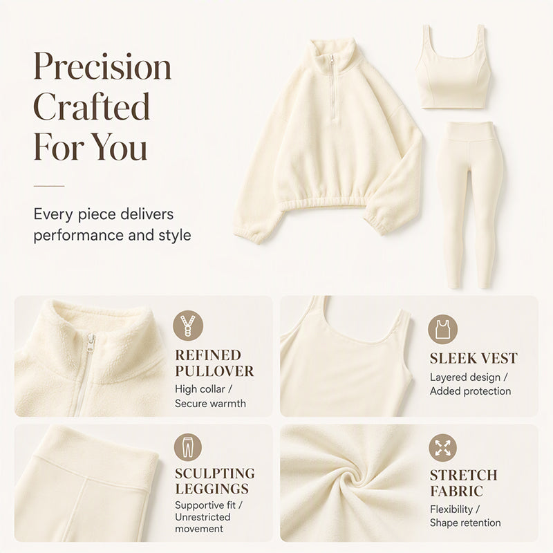Pullover vest and leggings three piece set