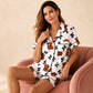 🐮 50% OFF | Women's 3-Piece Cute Print Pajama Set – Top, Shorts & Trousers