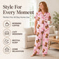 🐮 50% OFF | Women's 3-Piece Cute Print Pajama Set – Top, Shorts & Trousers