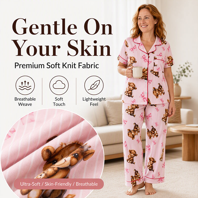 Pink pajama fabric soft breathable knit