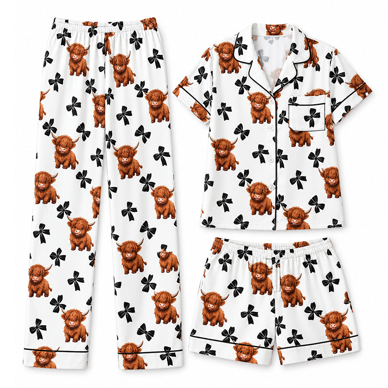 White Highland Cow print pajama set