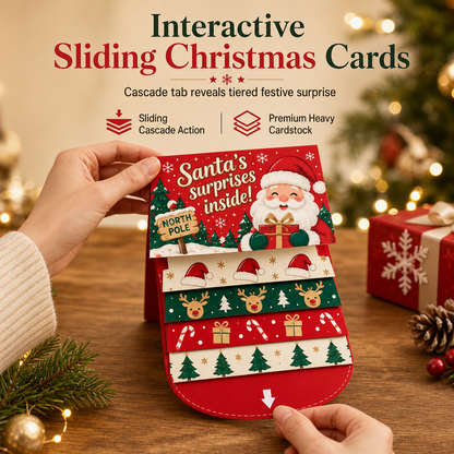 🥳2026 HOT SALE 50% OFF💞50K+ SOLD!🎄🎁 Christmas Pull-Tab 3D Greeting Card – Interactive Sliding Design