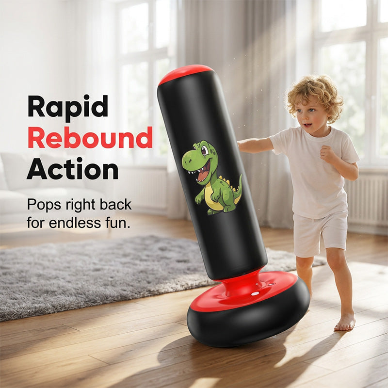 Inflatable punching bag rebound action