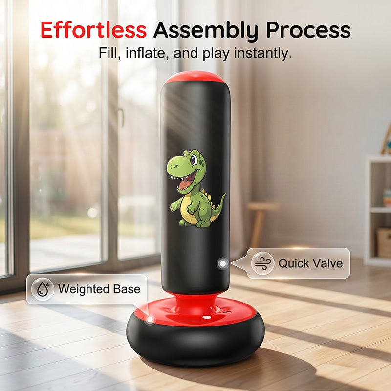 Inflatable punching bag weighted base setup