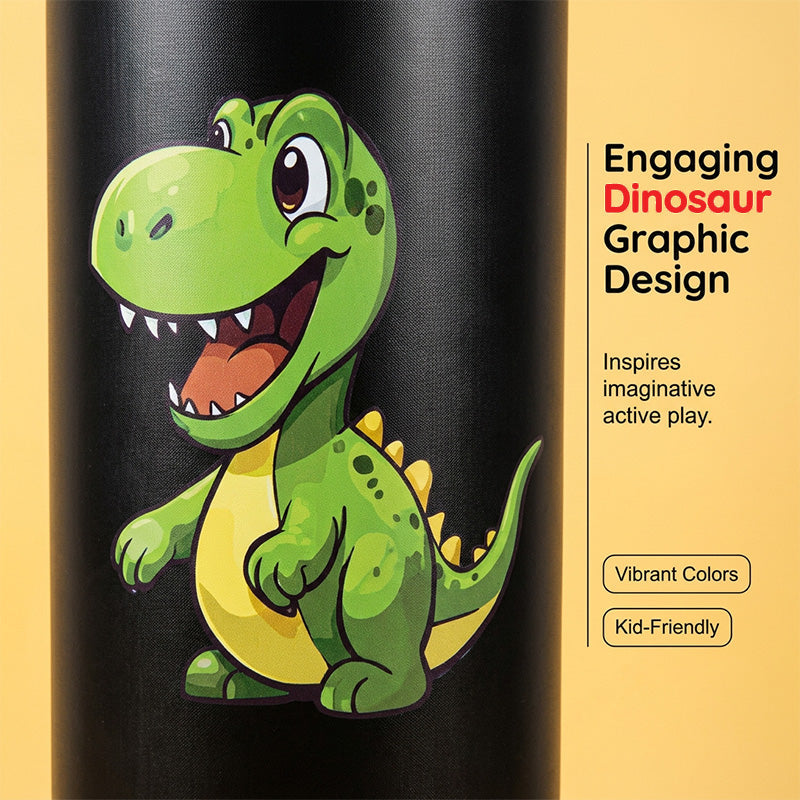 Green dinosaur graphic on kids punching bag