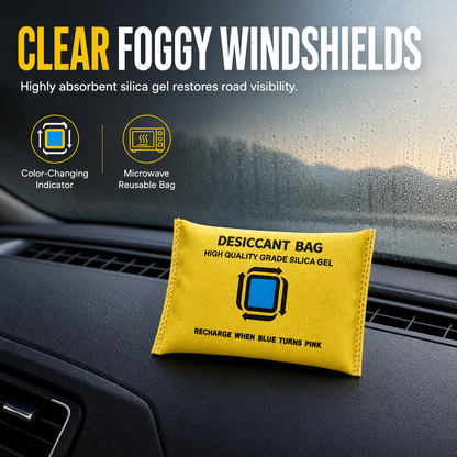 🚗 50% OFF – Reusable Silica Gel Car Dehumidifier Bag | Moisture Absorber with Colour Indicator