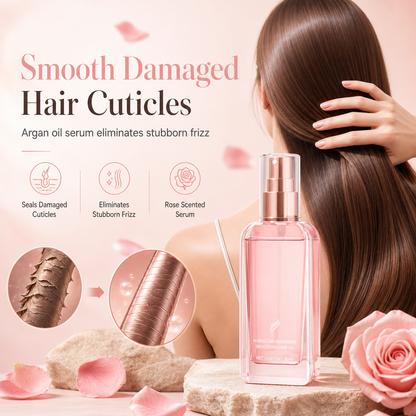 🌹 50% OFF | Moroccan Smoothing Hair Oil Serum – Frizz Control, Shine & Rose Fragrance