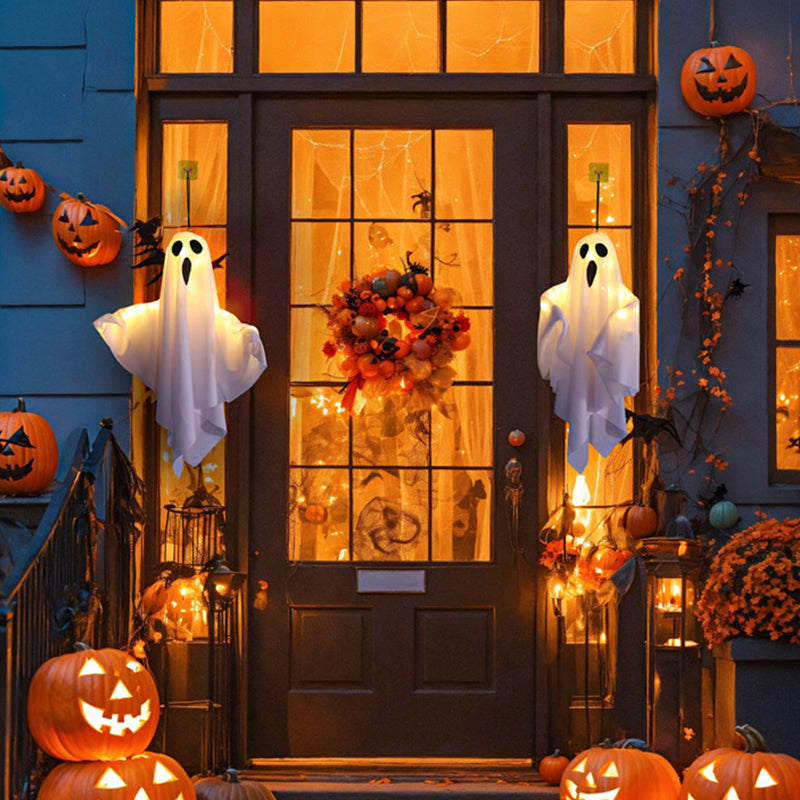 Halloween ghosts hanging by front door