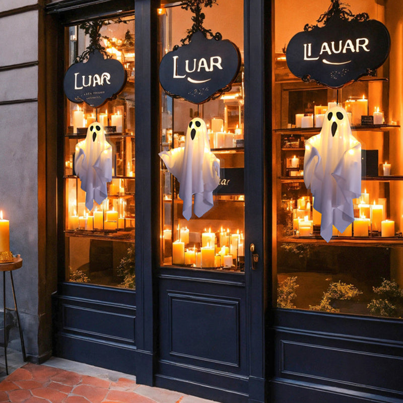 Glowing hanging Halloween ghost indoor wall decoration
