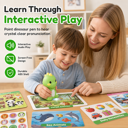 🦖 50% OFF | Kids' Dinosaur English Reading Pen – Interactive Audio Learning Cards