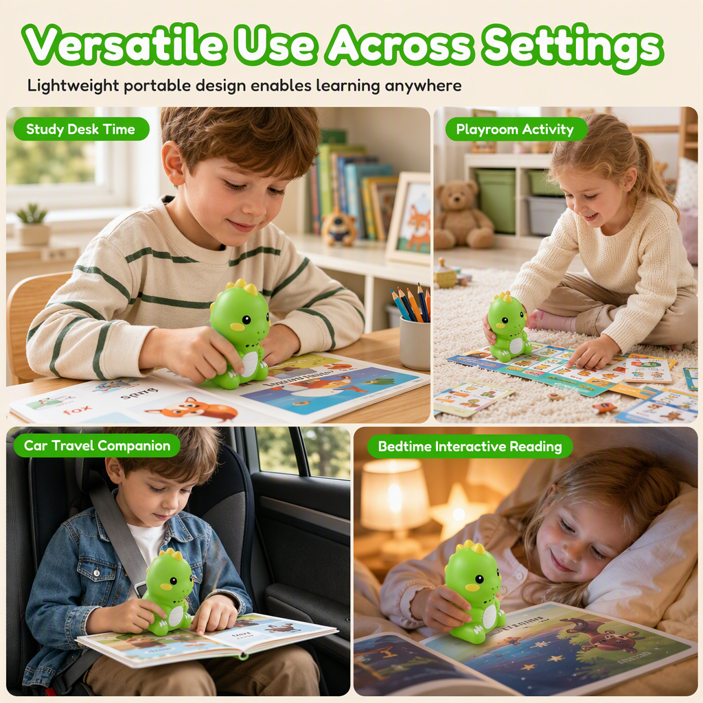 Dinosaur reading pen used at home and while travelling