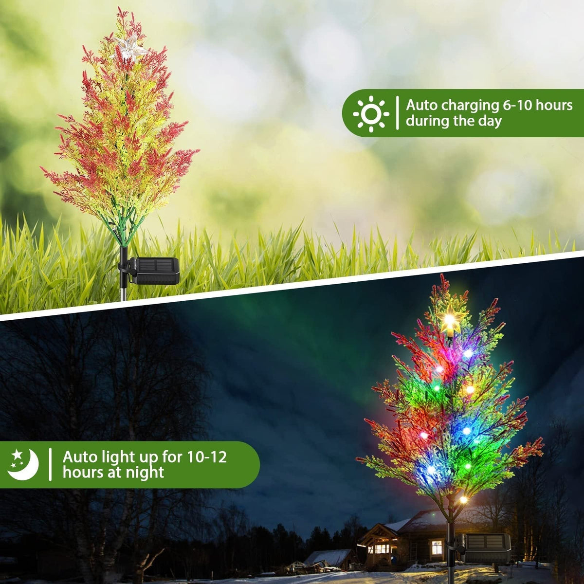 Two lighting modes solar tree light